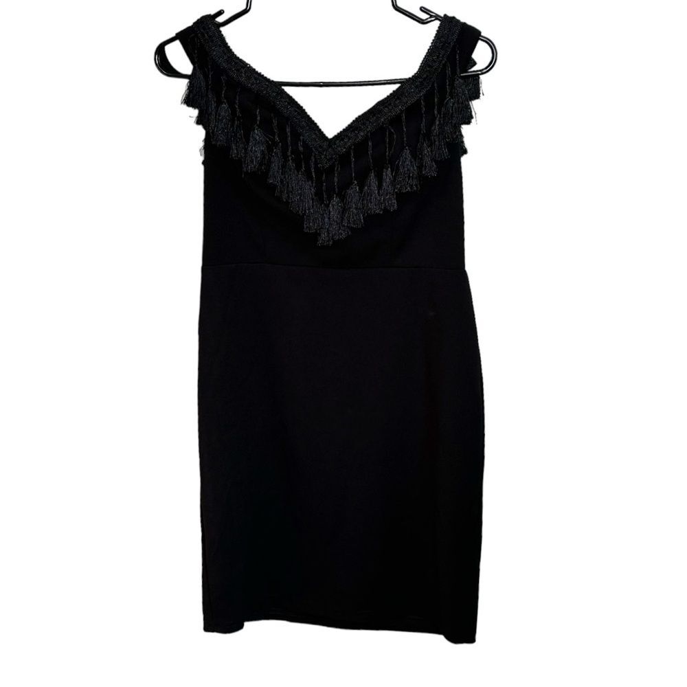 NWT Nasty Gal Black Gravity Tassel Dress Size M - Picture 5 of 13
